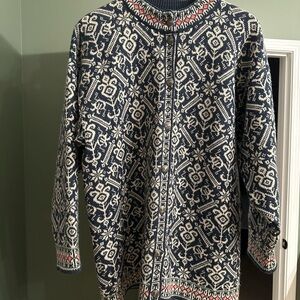 Dale of Norway Blue and White Patterned Cardigan